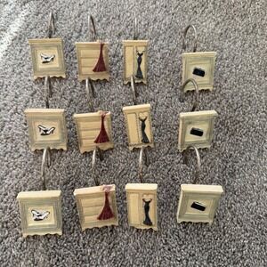 Set of 12 Chic Shower Curtain Hooks‎ Vintage Vanity Dress Shoe Accessories